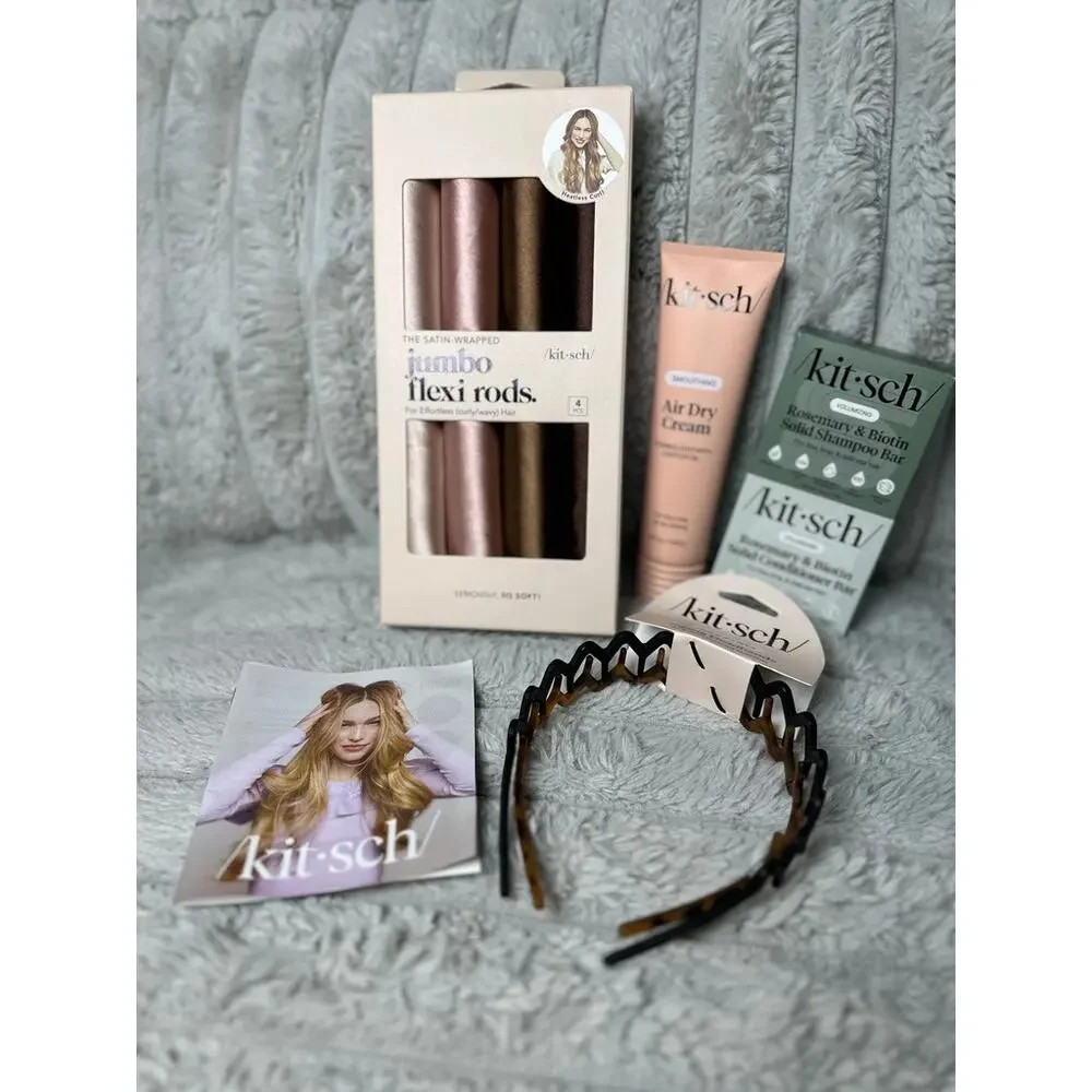 Kitsch Hair Volume & Style Bundle Satin Rollers Shampoo Conditioner New